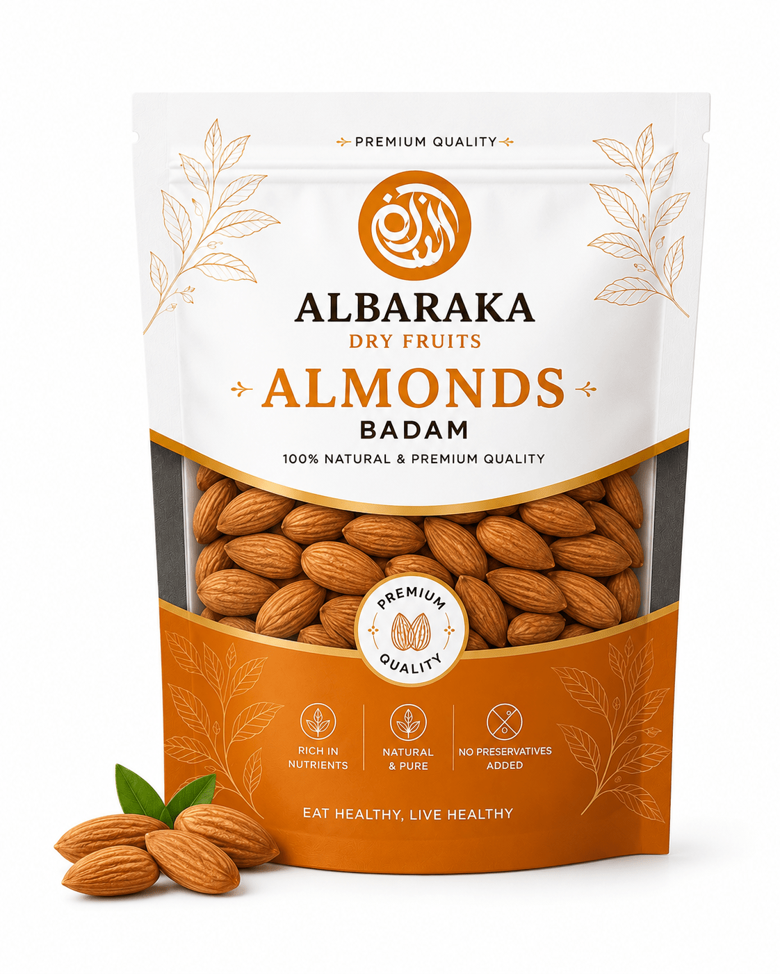 Almonds Giri Salted (Badam Namkeen) 500gm - Albaraka Dry Fruits