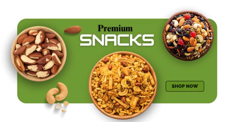 Premium snacks dry fruits nuts mix banner - Albaraka Dry Fruits