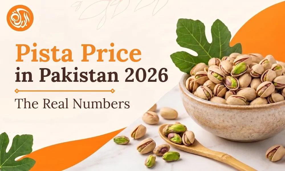 Pista Price in Pakistan 2026 featuring a bowl of premium pistachios with shelled kernels and fresh green leaves, highlighting current pistachio prices and quality dry fruits in Pakistan.